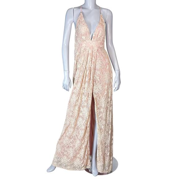Lulus Stolen Moments Petal Pink Maxi Dress Women's M Softgirl Pastel Romantic - Picture 1 of 9